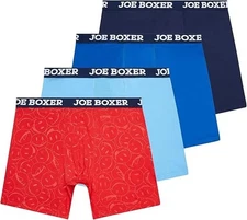 JOE BOXER Stretch Cotton or Performance Microfiber Boxer Briefs for Men  4 Pack