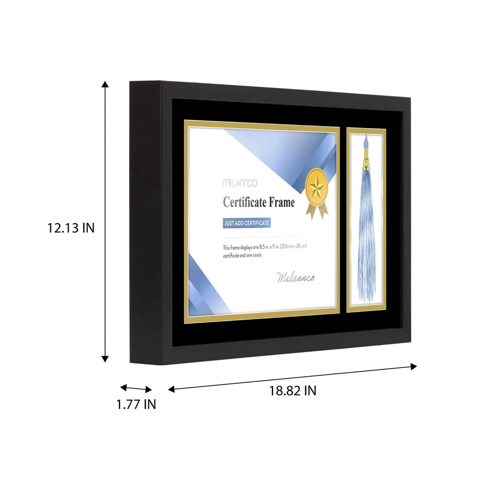 Melannco 18.8x12.1 In Black Diploma Frame for 8.5x11 In Certificate - Image 3 of 4