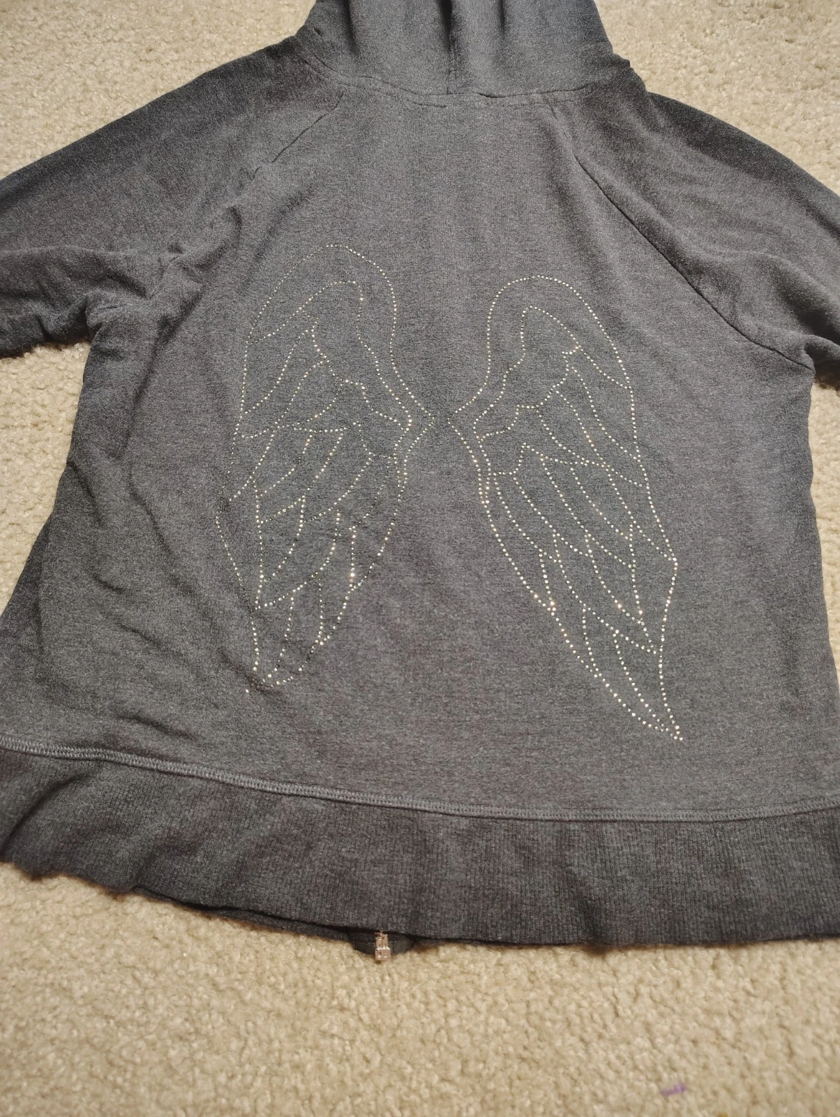 UNDERCOVER Felpa con cappuccio Victoria's Secret Supermodel Angel Wing Paillettes Bling Classica Zip L Y2K