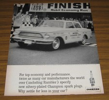 1962 Vintage Ad Champion Rambler American 400 Wins Mobil Economy Run