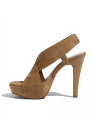 DIANE VON FURSTENBERG DVF Zia Tan Suede Platform Heels Sandals Size 9