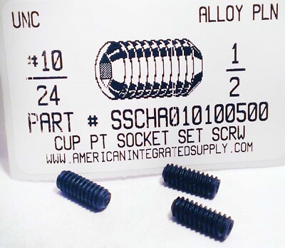 #10-24x1/2 Hex Socket Set Screws Cup Point Alloy Steel (25)
