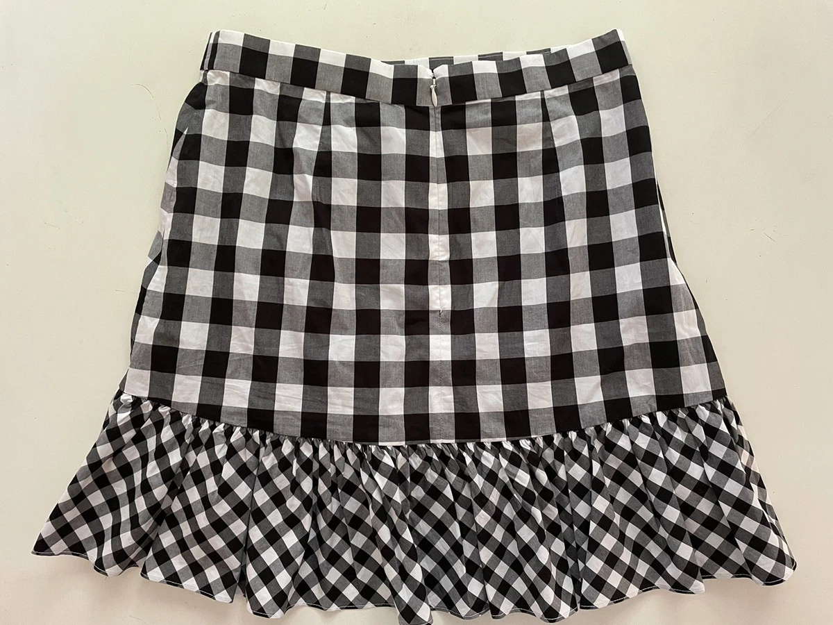 J.Crew Women s Ruffle Mini Skirt in Gingham Black White size US 6P