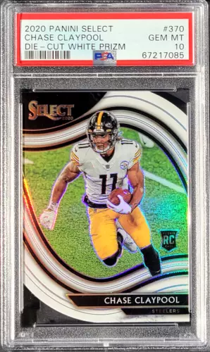 2020 Panini Select Chase Claypool FIELD LEVEL RC #370 WHITE DIE-CUT PRIZM PSA 10
