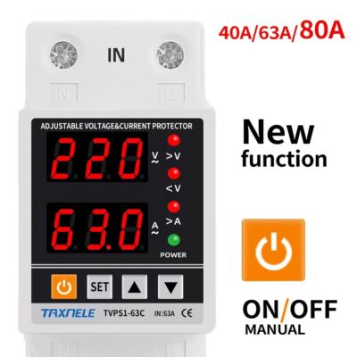 Digital Voltage Relay Adjustable Surge Protector Current Protection 40-63A 230V