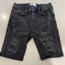 Abercrombie Kids Girl's Black Ripped Cuffed Denim Bike Shorts Size 13/14