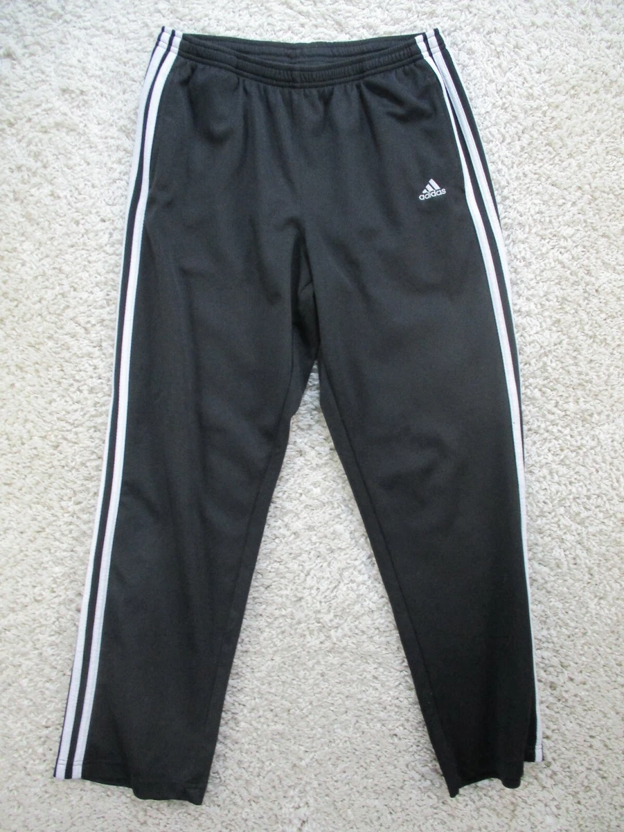 Adidas Sweatpants Mens Medium Black Straight Leg Varsity Stripe Polyester