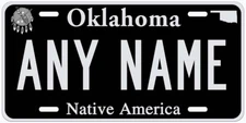 Oklahoma Black Silver Personalized Novelty Car Auto License Plate Any Name