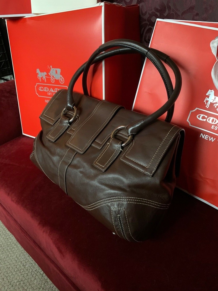 コーチ COACH ソーホー レザー ハンドバッグ レッド 8A11 COACH Soho Hamptons Flap Leather Satchel in Dark Brown (8A11