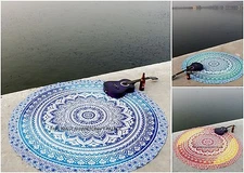 Indian Ombre Bohemian Picnic Beach Yoga Tapestry Throw Mandala Printed Round Mat