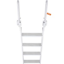 Dock Ladder Flip Up 4 Steps, 350lbs Load Capacity, Aluminum Pontoon Boat Ladder