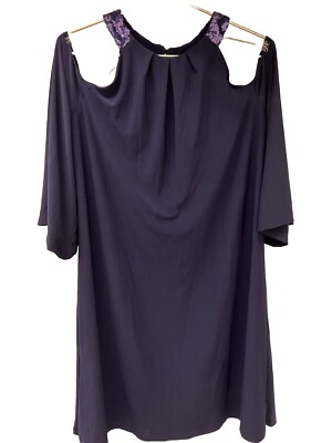 Ralph Lauren Kleid Cold shoulder US Gr 12 DE 40/42 M Navy Nachtblau Jersey 