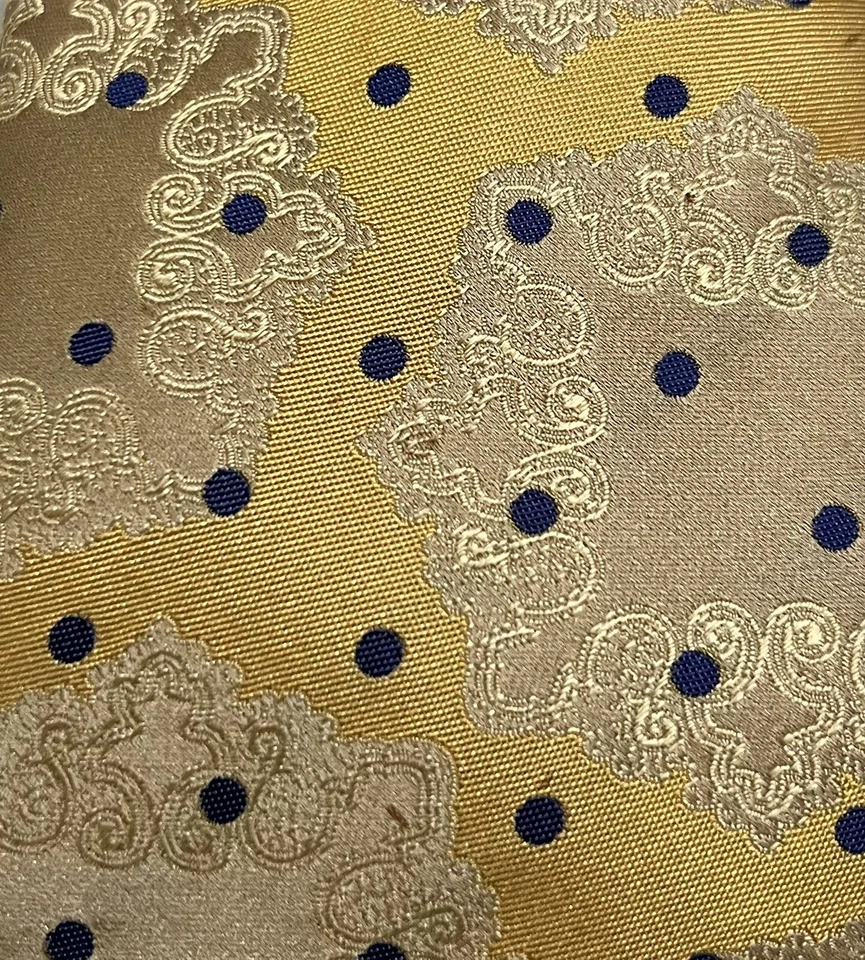 Canali 最近现代银色黄金/青铜佩斯利丝绸领带意大利 — 第 2/4 张图片