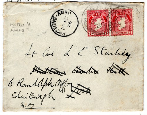 Ireland EIRE Cover Naas GB Yorks *HUTTONS-AMBO* CDS Re-directed Edin 1926 PE141 - Picture 2 of 9