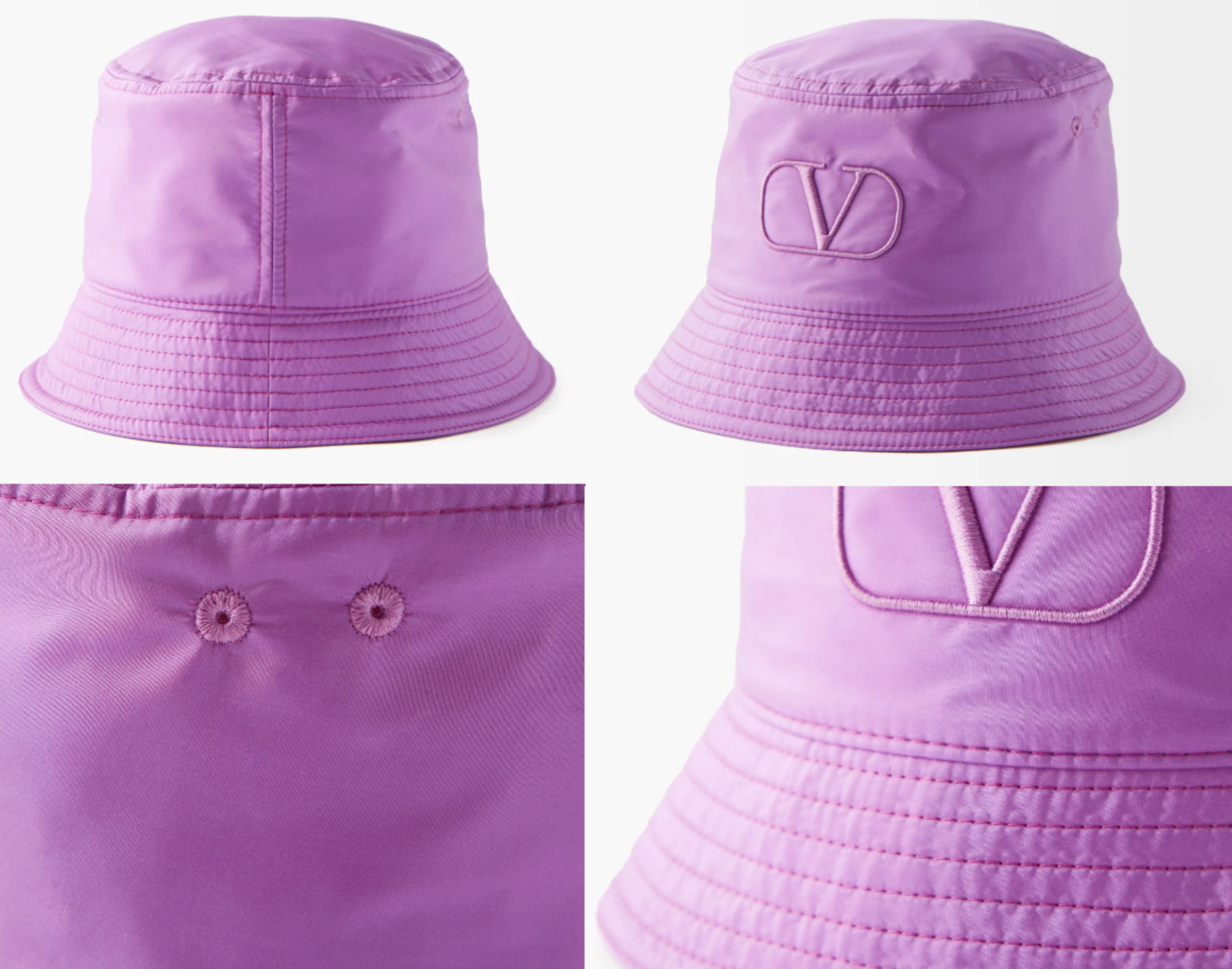 Valentino Garavani Fisherman Silk Bucket Crochet Hat Cap with Dust Bag 60