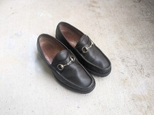 Gucci Horsebit Loafers Men 8 D Black Leather Dress Shoes Snaffle Italy Slip-On