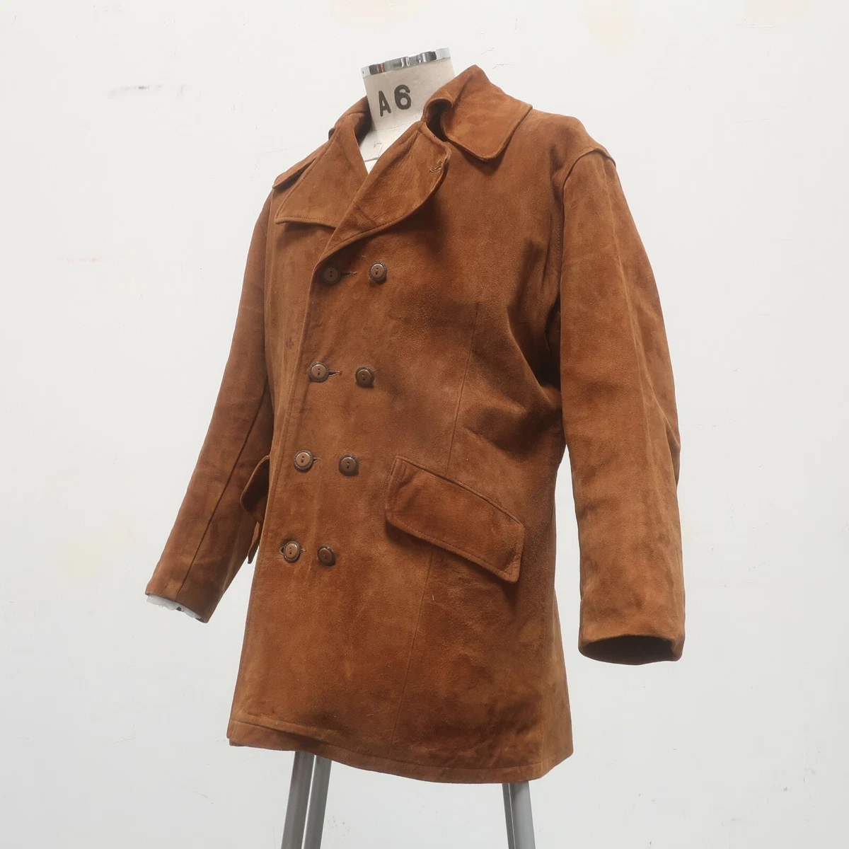 Vintage 70s Golden Bear Suede Trench Pea Coat Jacket eBay