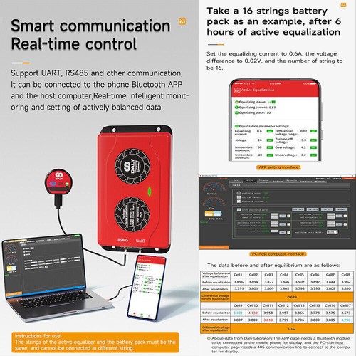 Daly 4S 16S Smart Cell 1A Active Li-ion LiFePo4 Battery Balance Equalizer USA - Picture 13 of 15