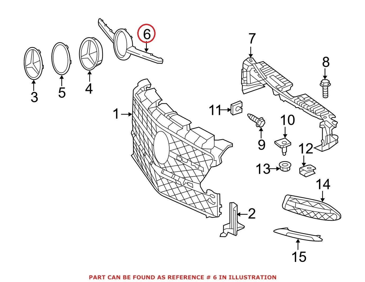 New Genuine Mercedes-Benz Front Bumper Grille Mldg Trim Ring OE  