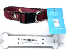 NEW 1" wide Medium size FSU DOG COLLAR Florida State Seminoles GO NOLES 
