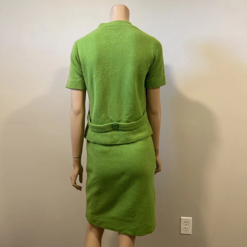 Conjunto de 2 piezas de falda de mohair de lana verde lima tejido Kimberly vintage traje años 40 50 raro Foto 4 de 4