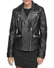 Andrew Marc Black Genuine Leather Jacket Salla L;NWT