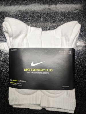Nike Men's Everyday Plus Cushion Crew 6 Pack Socks White SX6897-100 Men Size 6-8 | eBay