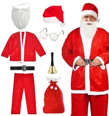MARKENLOS 8 in 1 Set Santa Claus - Weihnachtsmannkostüm & Nikolauskostüm - für Weihnachten