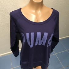 PUMA Logo Graphics Blue Long Sleeve Pullover Sweatshirt - Women's Sz L