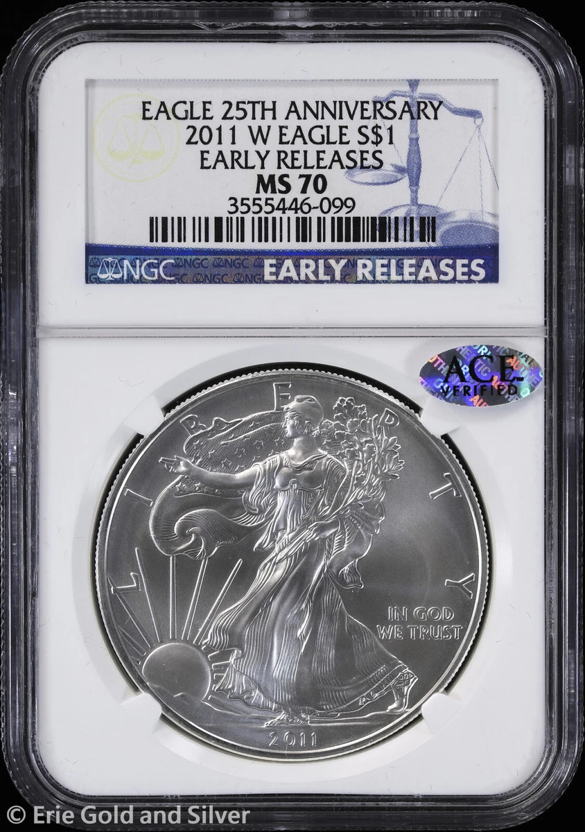「訳あり」NGC MS70 2011 イーグル銀貨 EARLY RELEASES 2011 $1 American Silver Eagle MS70 NGC - 25th Anniversary - Early Rele