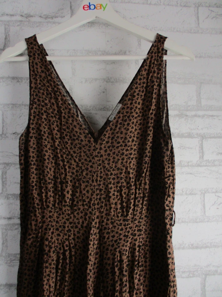Witchery womens maxi dress brown black leopard print 12 v-neck sleeveless - image 2 of 4