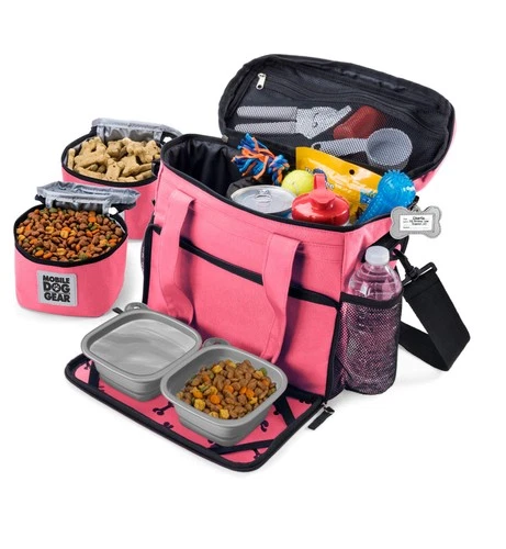 Mobile Dog Gear Small Pink Dog Luggage Week Away Bag with Accessories