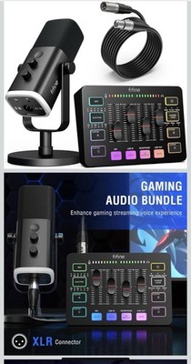 FIFINE Gaming Equipment Bundle, Dynamic XLR/USB Gaming Microphone Set With Mixer