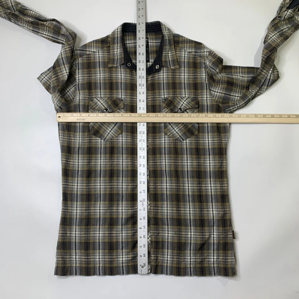 Camisa Kuhl Para Hombres M Mediana Manga Larga Franela a Cuadros Botón Occidental Exterior Foto 3 de 4