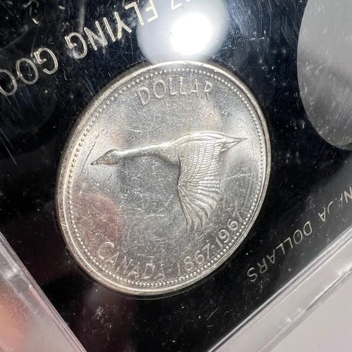 1967 Canada Silver Dollar Flying Goose Centennial Coin 80% Uncirculated BU #8