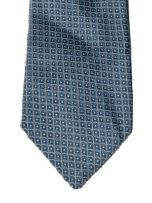 Lavin Paris 100% Silk Blue Geometric Classic Necktie