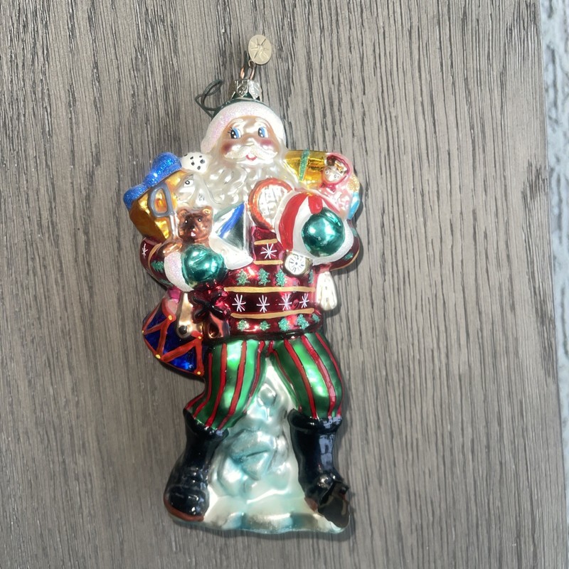 VINTAGE Christopher Radko 2000 ALPINE SANTA Ornament  7.5 inch *DAMAGED*