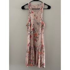 Rebecca Taylor Marlea Pink Floral Linen Knit Sleeveless Drop Waist Mini Dress S