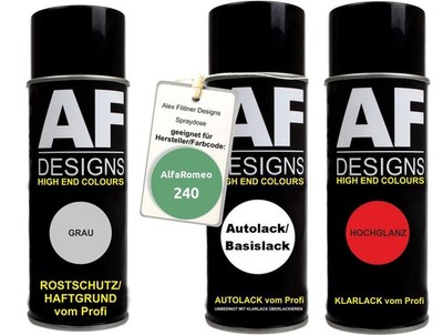 Spraydose Set für AlfaRomeo 240 Verde Faito Metallic Autolack Klarlack Grundieru