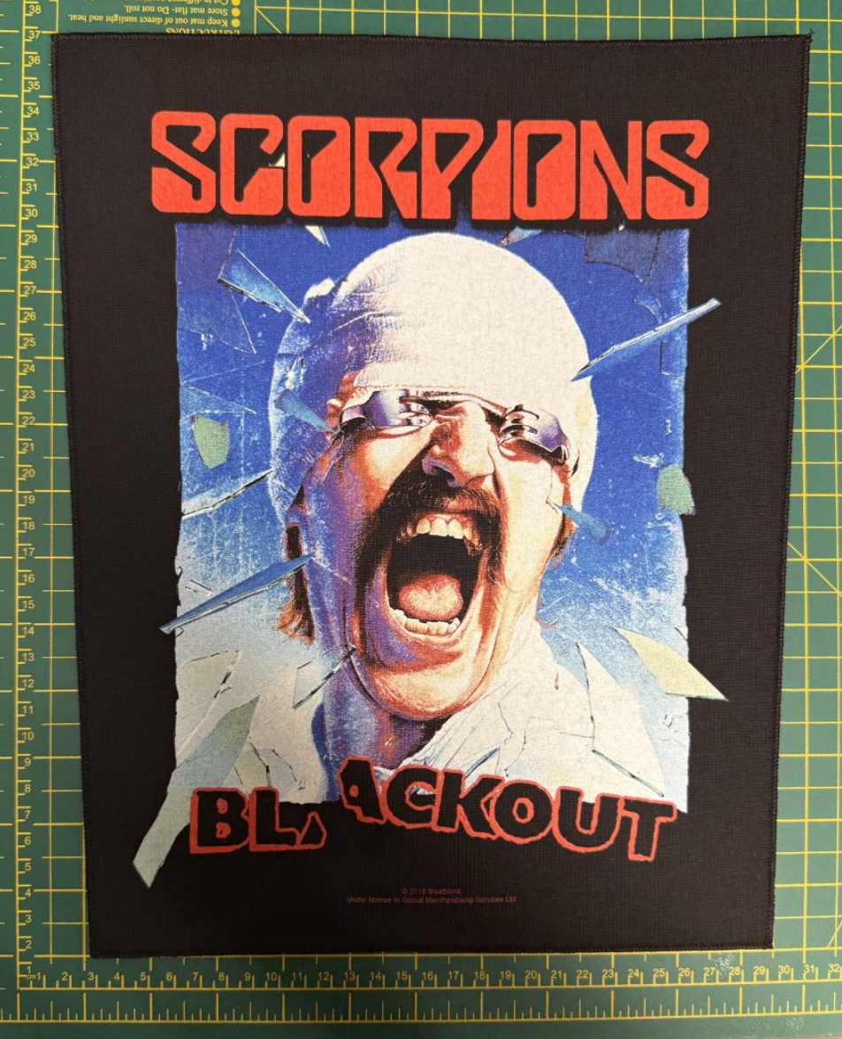Scorpions Blackout Large Size Printed Sew On Back Patch Officially Licensed