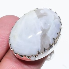 Rainbow Moonstone Gemstone Handmade 925 Sterling Silver Jewelry Ring Size 8 l732