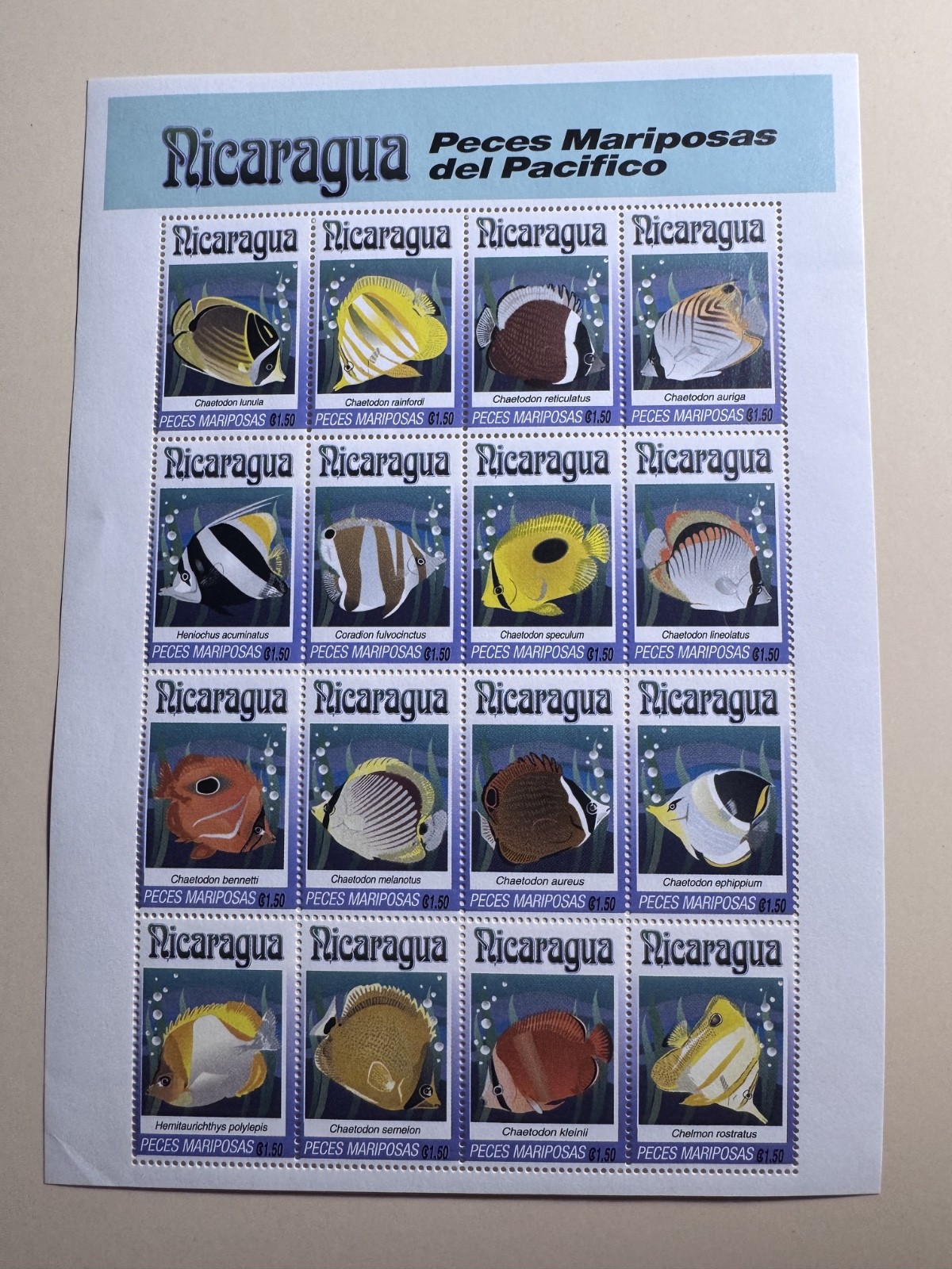 Nicaragua Fishes Full Sheet Stamps