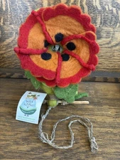 Wild Woolies Felt Bird House Poppy Flower Fair Trade Nepal NWT