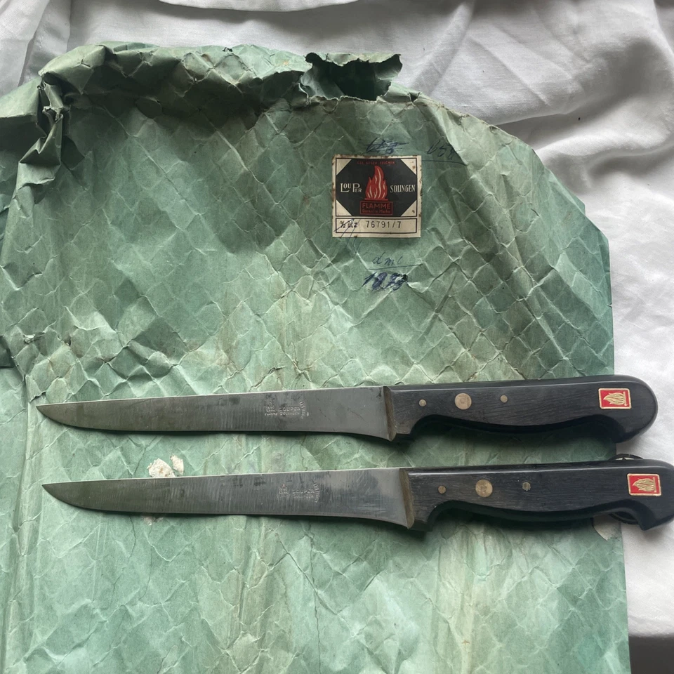 Zwei seltene Vintage-Messer von Louper Solingen, Modell „Flamme“ Neu. - Bild 3 von 4