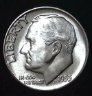 1955-P 10C Roosevelt Dime BU 90% Silver 26owt0515-1