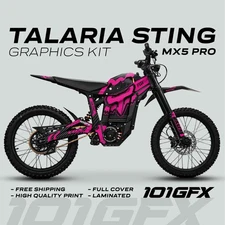 Talaria Sting MX5 PRO  Graphics Kit FOX STRIPES Black Magenta Decals Stickers