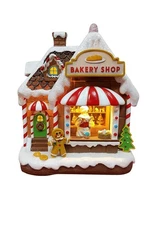 Light Up Gingerbread Bakery Shop 9.84”H LED Christmas Village House with Musi...