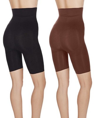 MeMoi High Waist Thigh Shaper 2 pack Brown Black size Large New Slimming 