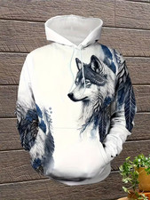 Wolf  Leaf Design 3D All Over Print Hoodie - Adults  Youth