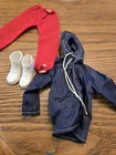 Vintage GI Joe 1960s Accessories- Rain Coat, White Boots, Red Pants